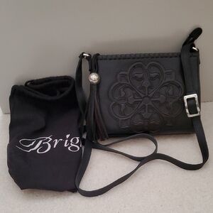 Brighton Ferrara Organizer Black Embossed Crossbody Bag